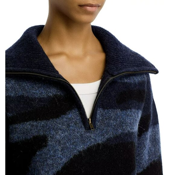 Aqua Bloomingdales Camo Pattern Quarter Zip Sweater XS NWT - Picture 3 of 8